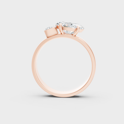 Rose Gold Luxury Toi Et Moi Diamond Engagement Ring