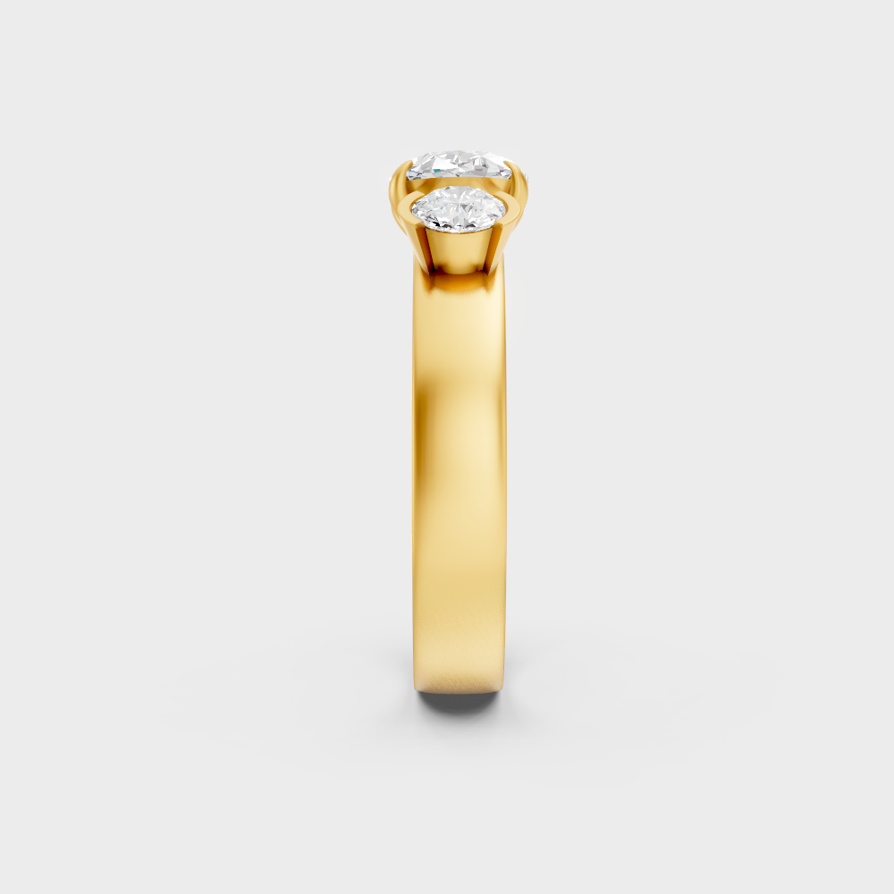 Yellow Gold Oval Round Statement Ring Luxury Jewelry