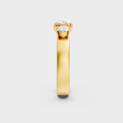 Yellow Gold Oval Round Statement Ring Luxury Jewelry