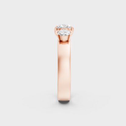 Oval And Round Lab Diamond Ring In Rose Gold Luxury Design