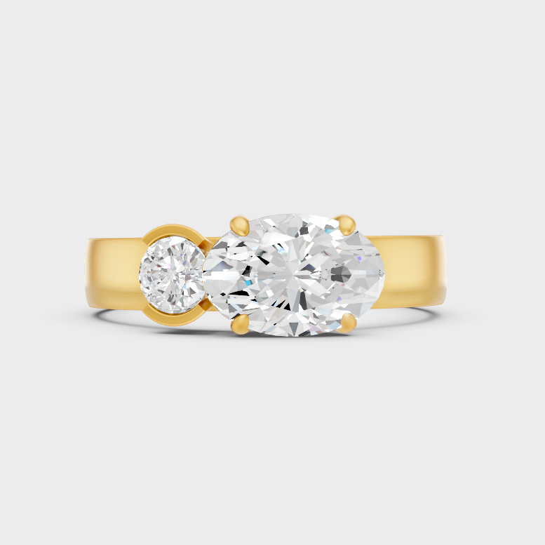 Luxury Oval Round Toi Et Moi Diamond Ring In Yellow Gold