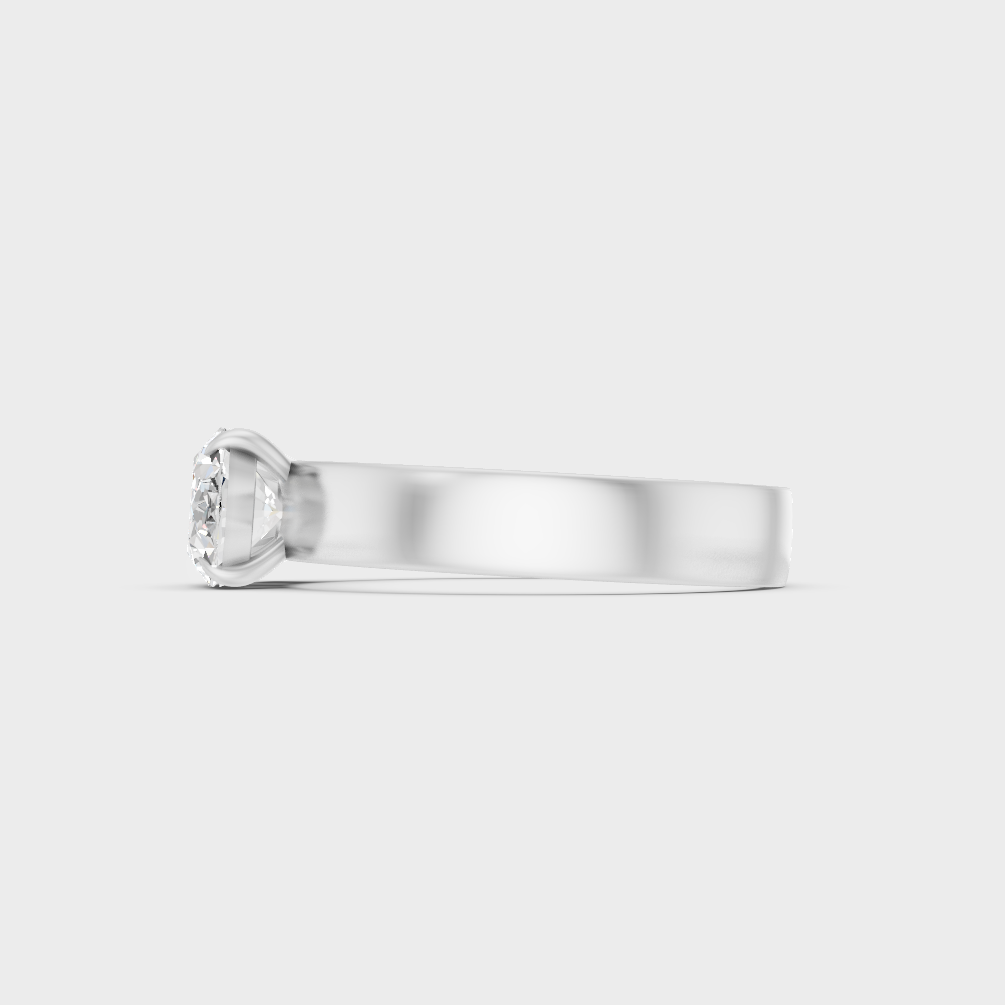 White Gold Certified Oval Round Diamond Ring Elegant Design