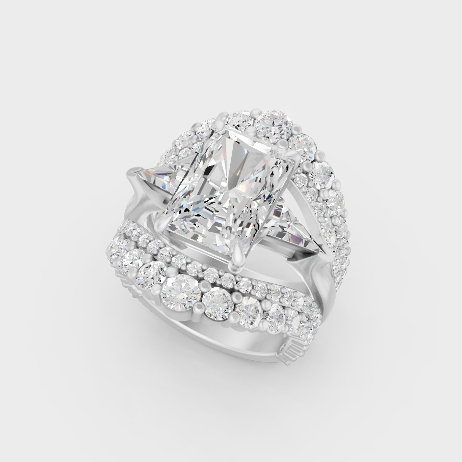 Platinum Multishape Diamond Solitaire Ring Timeless Elegance