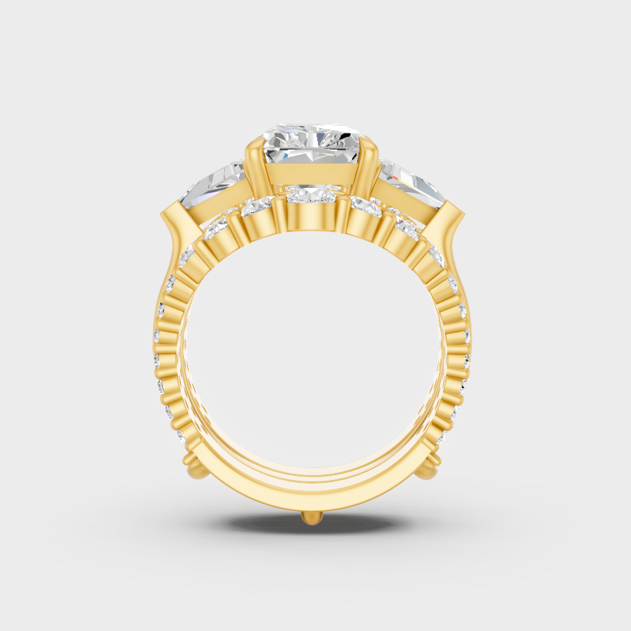 Yellow Gold Radiant Triangle Diamond Bridal Ring Luxury Style