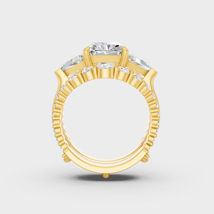 Yellow Gold Radiant Triangle Diamond Bridal Ring Luxury Style