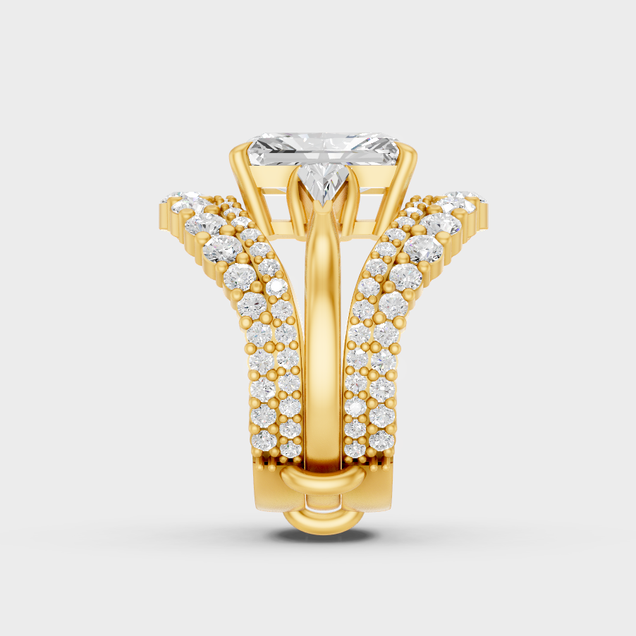 Yellow Gold Multishape Statement Ring Luxury Jewelry
