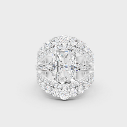 White Gold Radiant Triangle Round Diamond Engagement Ring