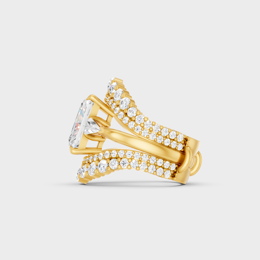 Elegant Multishape Proposal Ring In Yellow Gold