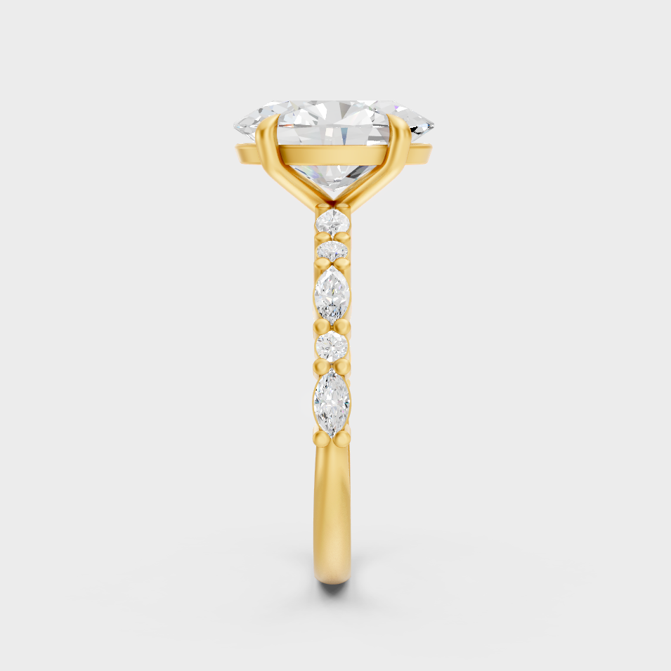 Elegant Oval Marquise Proposal Ring In Yellow Gold