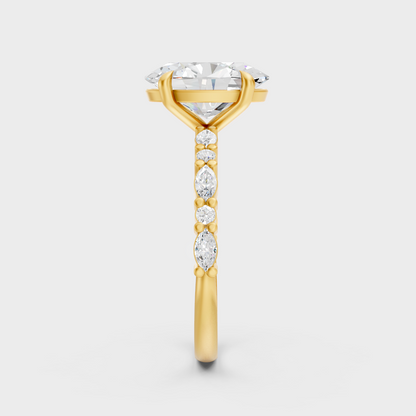 Elegant Oval Marquise Proposal Ring In Yellow Gold
