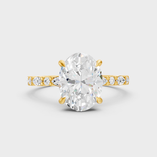 Luxury Multishape Diamond Ring In Yellow Gold With Oval Center Stone