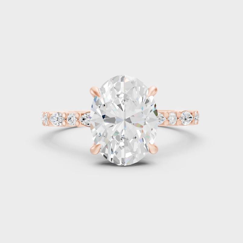 Rose Gold Oval Marquise Lab Grown Diamond Ring Elegant Style