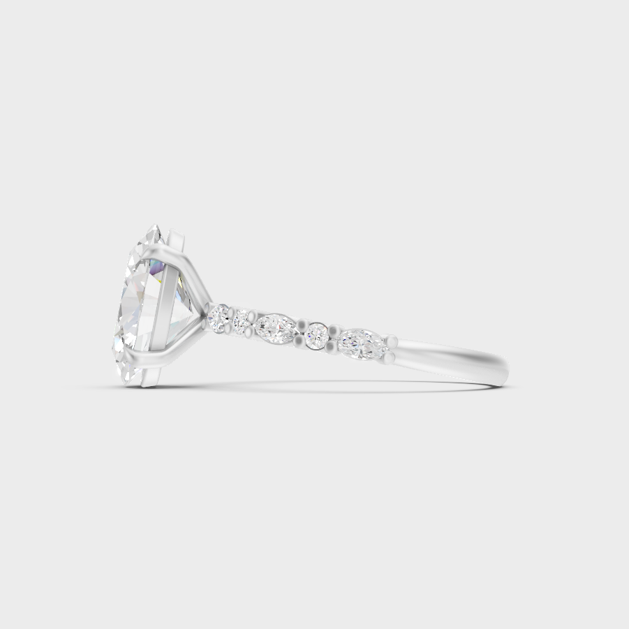 White Gold Certified Oval Marquise Diamond Ring Elegant Design
