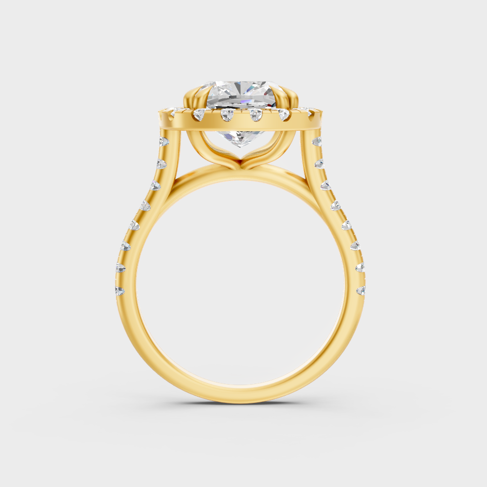 Yellow Gold Cushion Diamond Bridal Ring Luxury Style