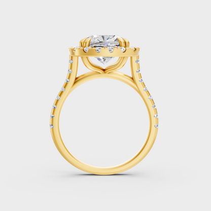 Yellow Gold Cushion Diamond Bridal Ring Luxury Style