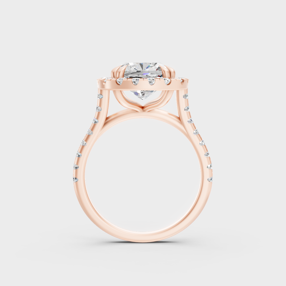Rose Gold Luxury Cushion Halo Diamond Engagement Jewelry