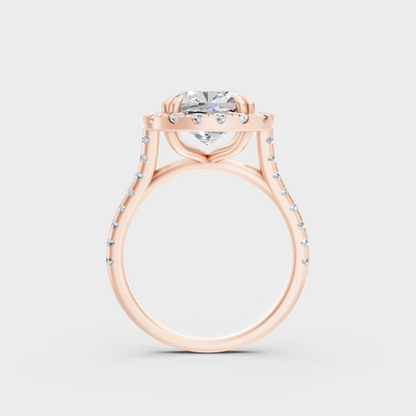 Rose Gold Luxury Cushion Halo Diamond Engagement Jewelry