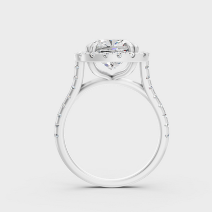 White Gold Cushion Proposal Ring With Brilliant Halo Sparkle