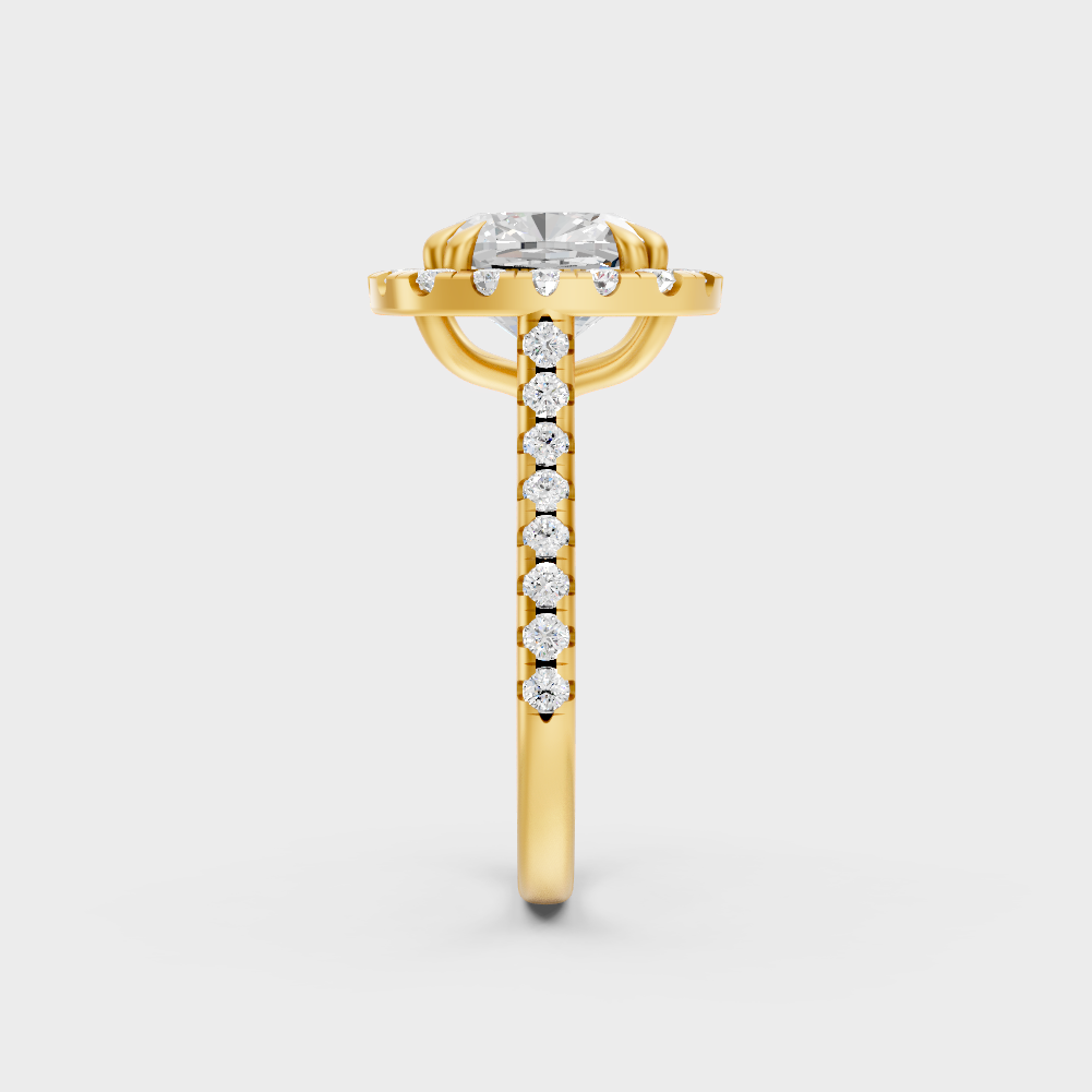 Elegant Cushion Halo Proposal Ring In Yellow Gold