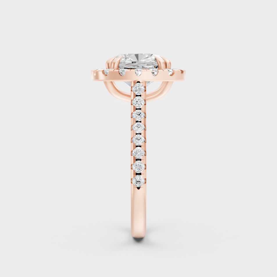 Rose Gold Cushion Lab Grown Diamond Halo Ring Elegant Luxury Style