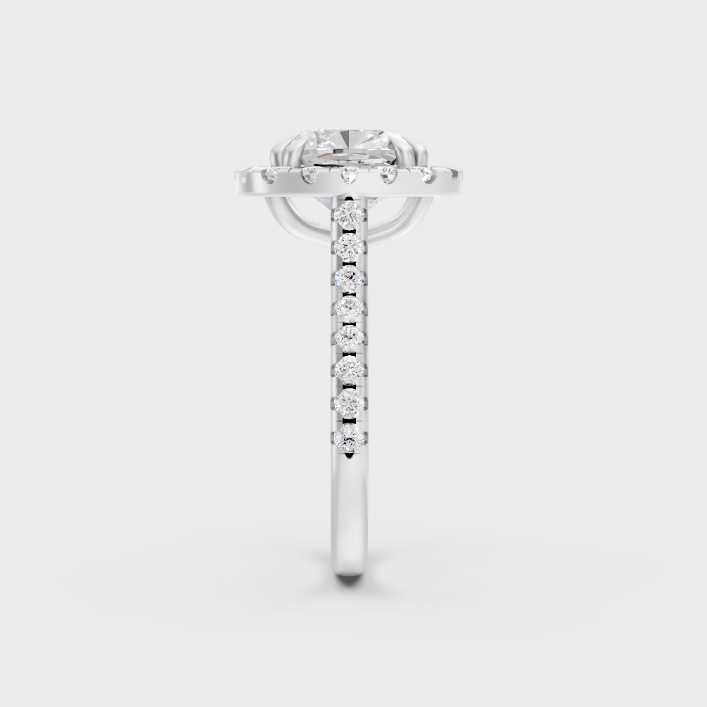 White Gold Certified Cushion Diamond Halo Ring Elegant Design