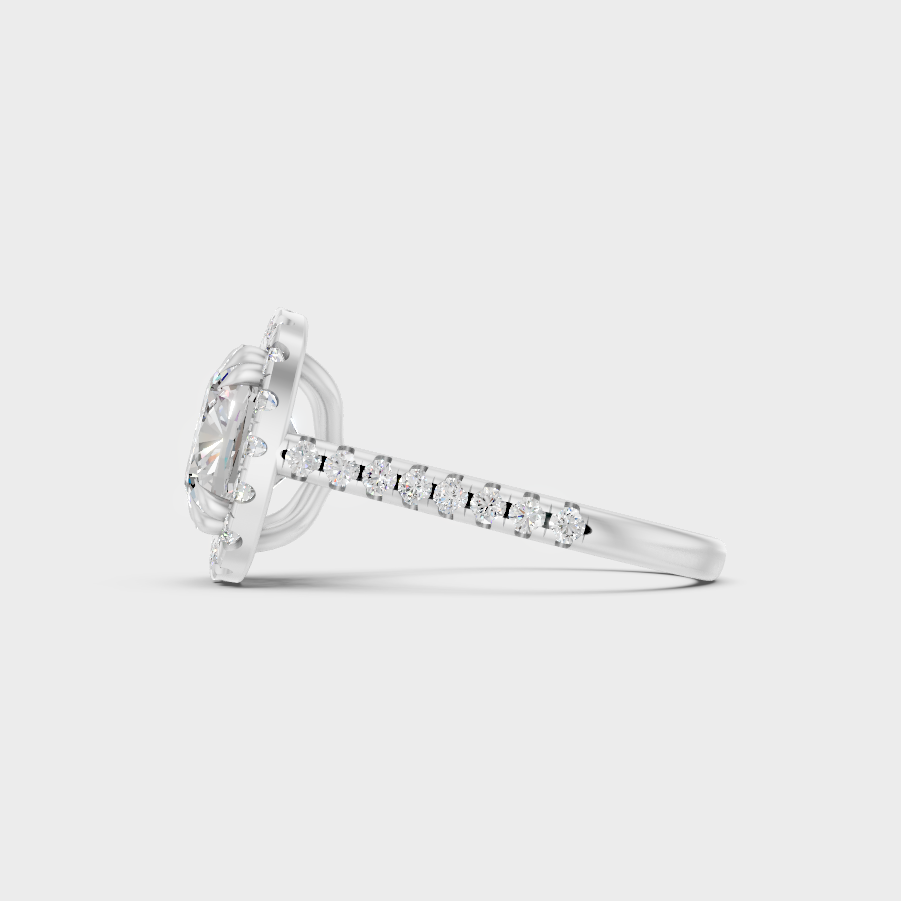 Premium Platinum Cushion Halo Diamond Ring Fine Jewelry