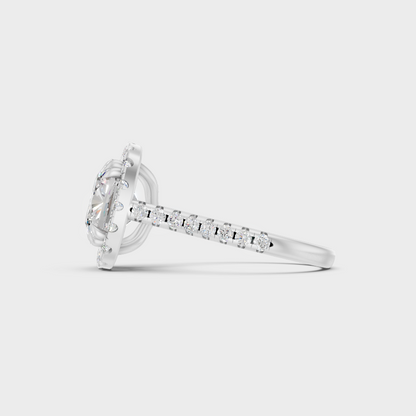 Premium Platinum Cushion Halo Diamond Ring Fine Jewelry