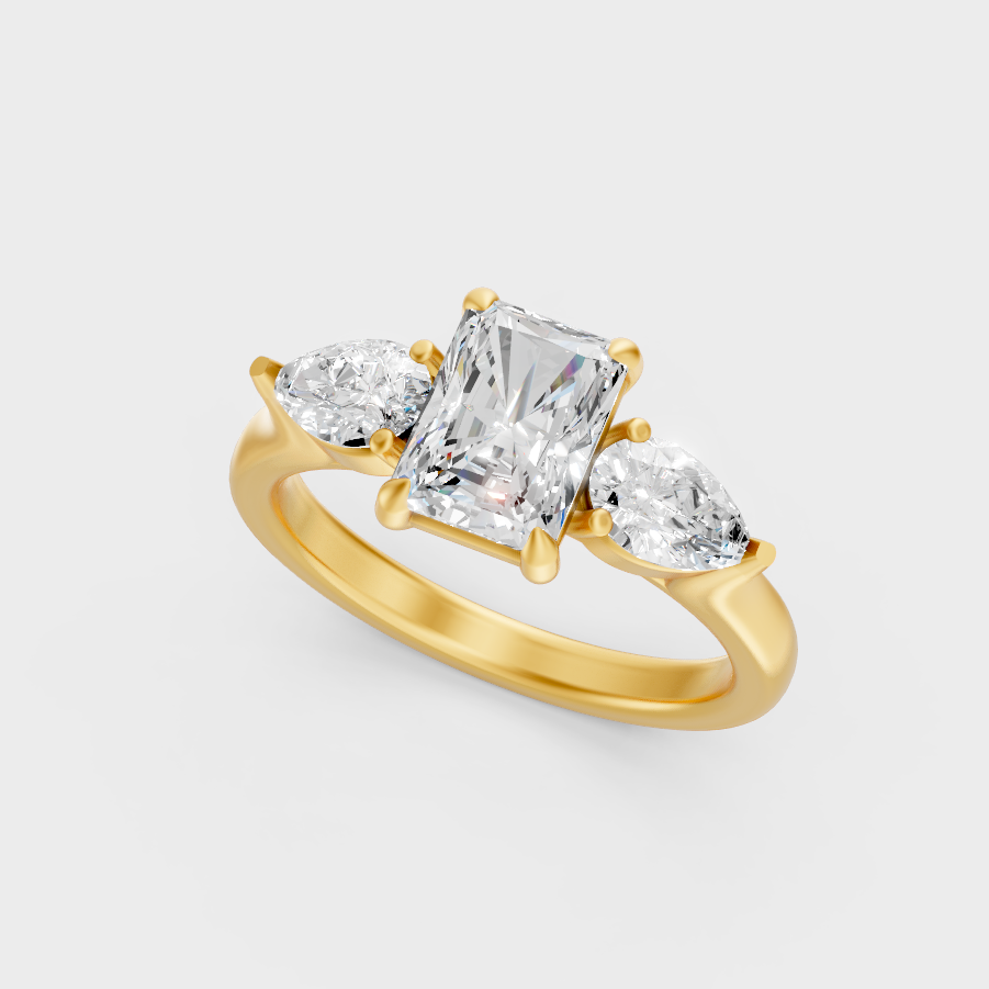 1.5 Ct Radiant Diamond Ring In Yellow Gold Fine Jewelry