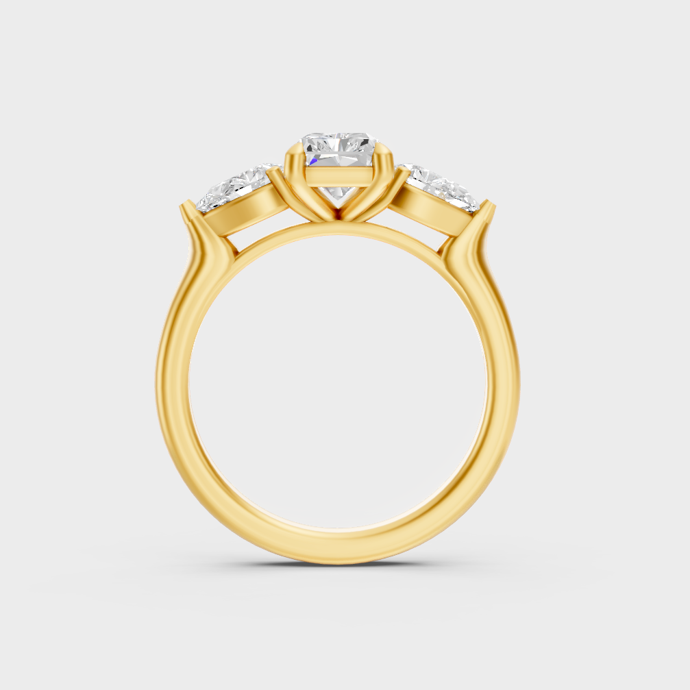 Yellow Gold Radiant Diamond Bridal Ring Luxury Style