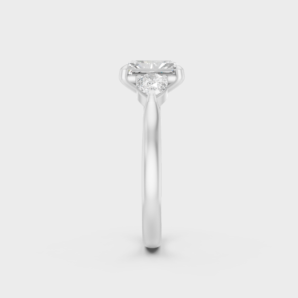 Platinum Fine Jewelry Radiant Three Stone Ring For Women
