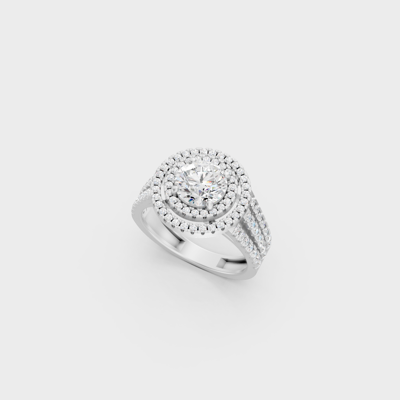 Platinum Round Cut Double Halo Diamond Ring Timeless Elegance