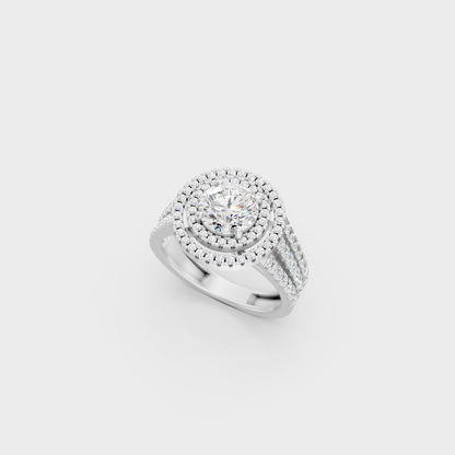 Platinum Round Cut Double Halo Diamond Ring Timeless Elegance