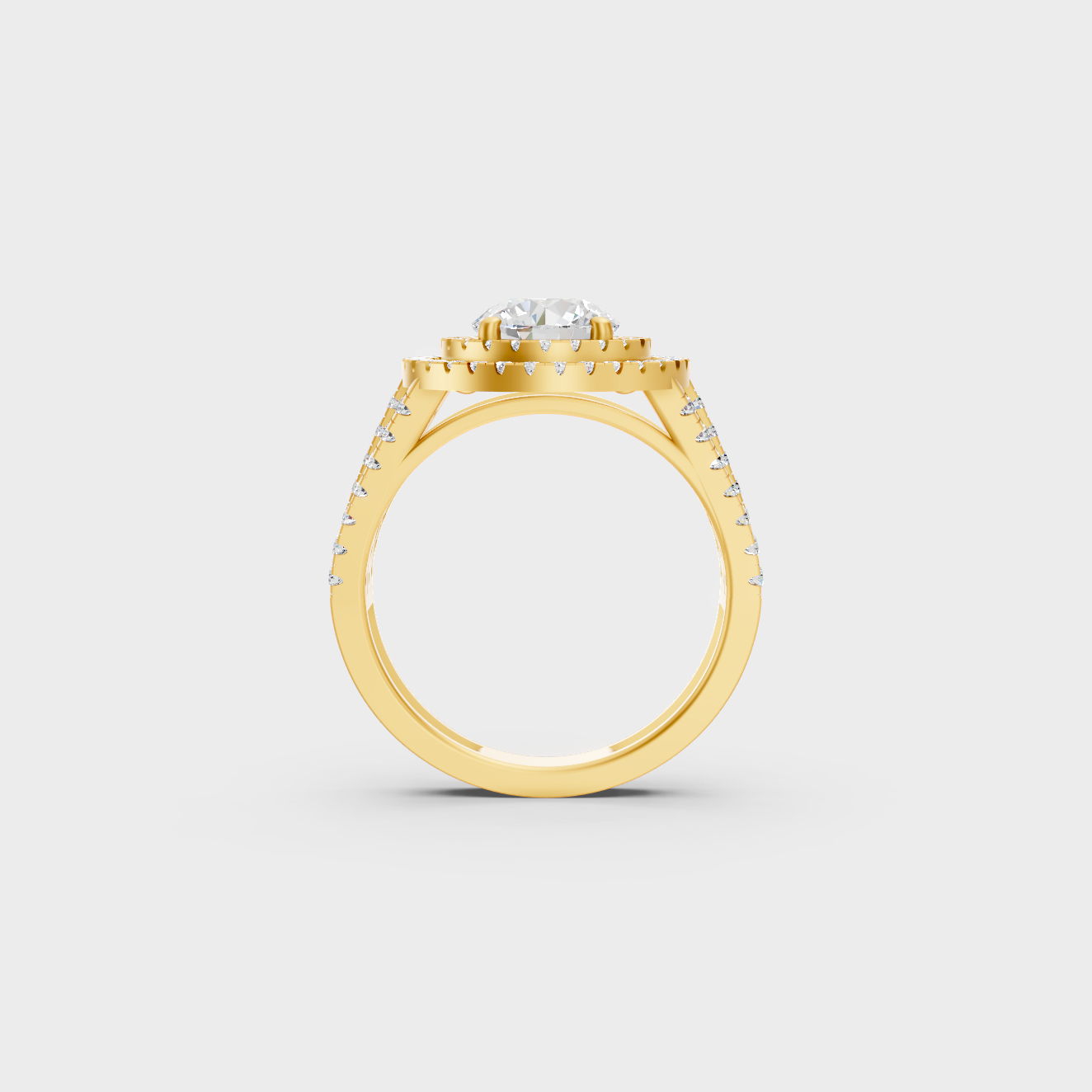 Yellow Gold Round Diamond Bridal Ring Luxury Style