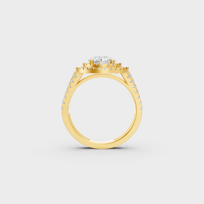 Yellow Gold Round Diamond Bridal Ring Luxury Style