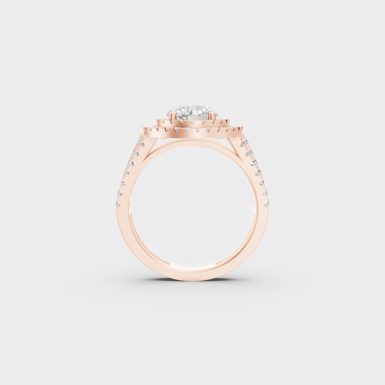 Rose Gold Luxury Round Double Halo Engagement Jewelry