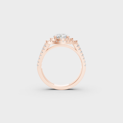 Rose Gold Luxury Round Double Halo Engagement Jewelry
