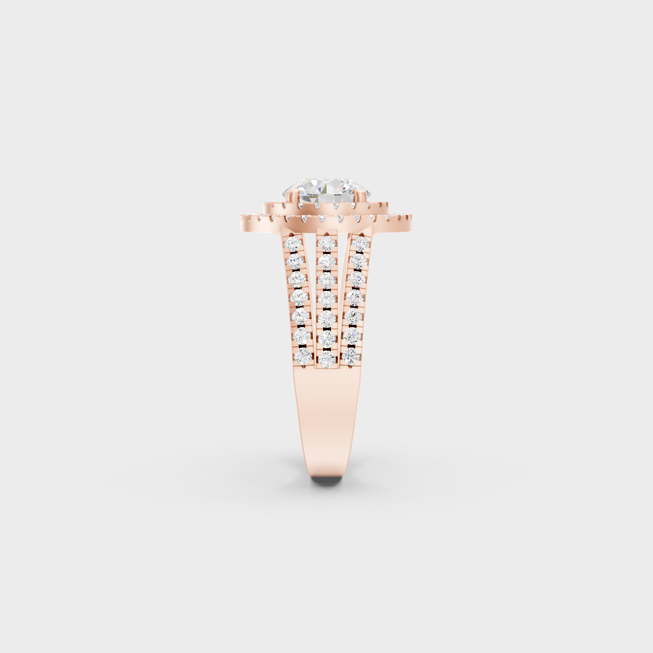 Round Cut Lab Diamond Double Halo Ring In Rose Gold Elegant Design