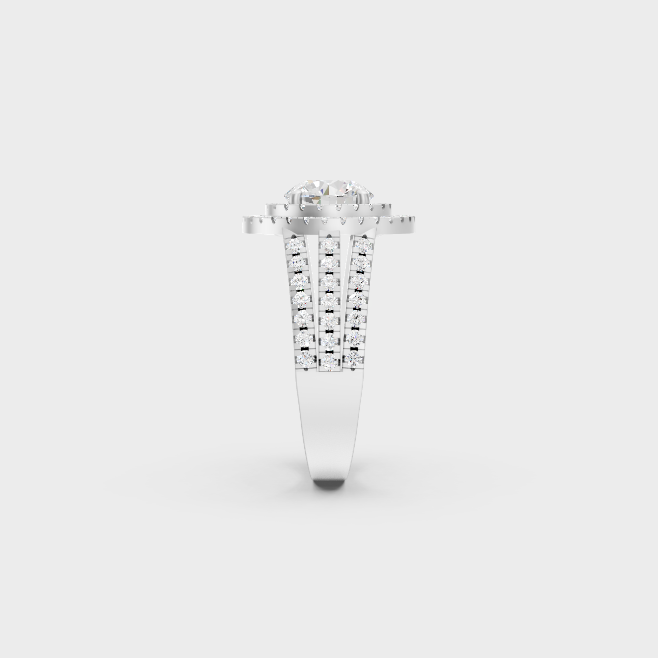 Premium Platinum Round Double Halo Diamond Ring Fine Jewelry