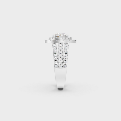 Premium Platinum Round Double Halo Diamond Ring Fine Jewelry