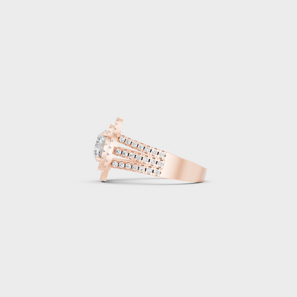 Rose Gold Round Lab Grown Diamond Double Halo Ring Luxury Style