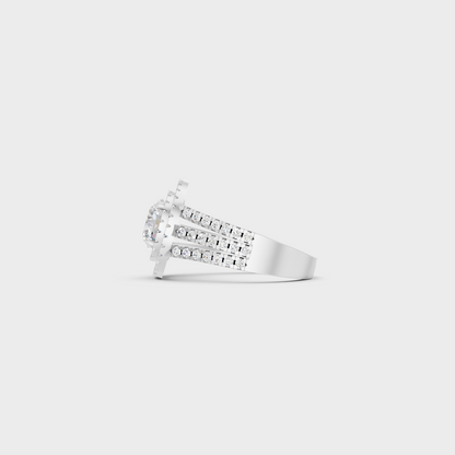 White Gold Certified Round Diamond Double Halo Ring Elegant Design