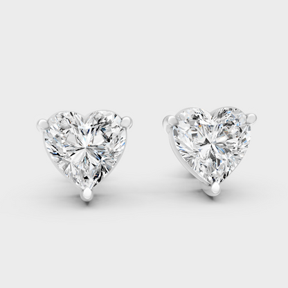 1.50 Ct Total Heart Cut Lab-Grown Diamond Earrings 0.75 Ct Each In White Gold