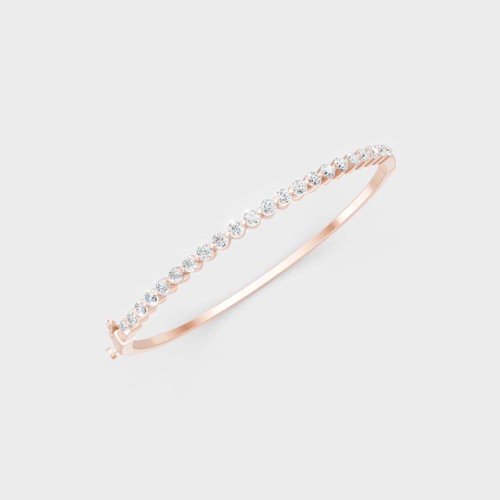 Elegant Lab Diamond Kada Bracelet Round Cut Rose Gold