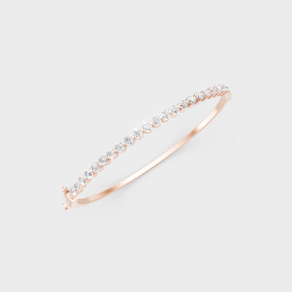 Elegant Lab Diamond Kada Bracelet Round Cut Rose Gold