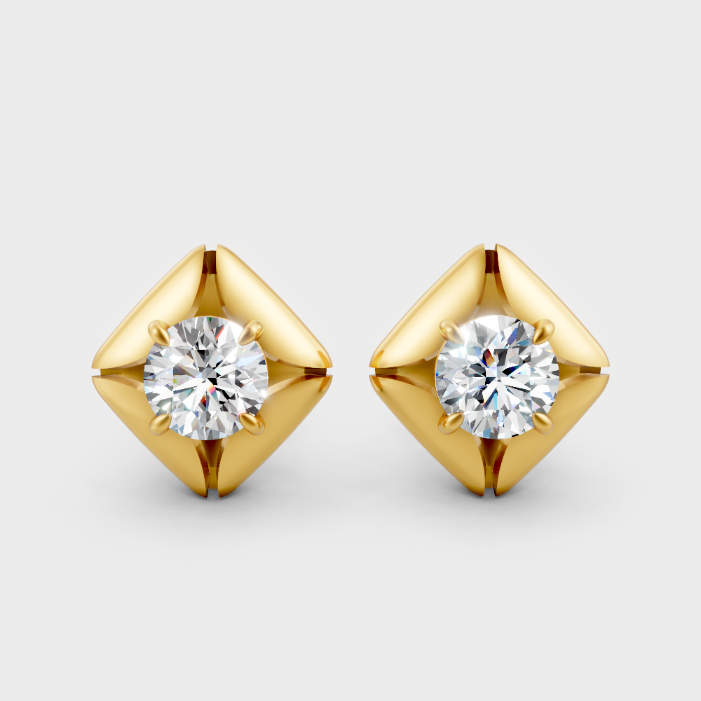 Round Cut Lab Grown Diamond Earrings in