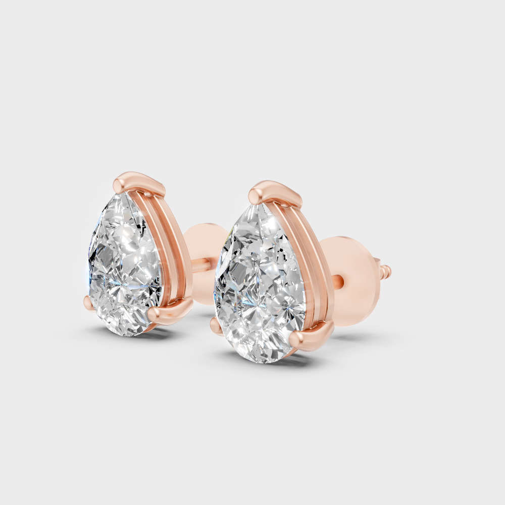 Luxury 1.75 Ct Each Pear Diamond Earrings Rose Gold