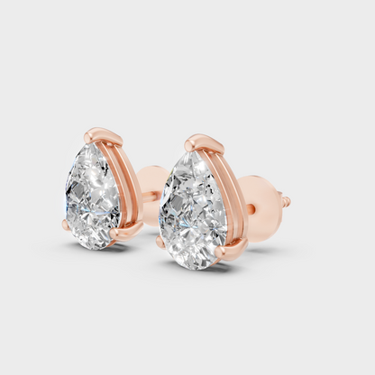 Luxury 1.75 Ct Each Pear Diamond Earrings Rose Gold