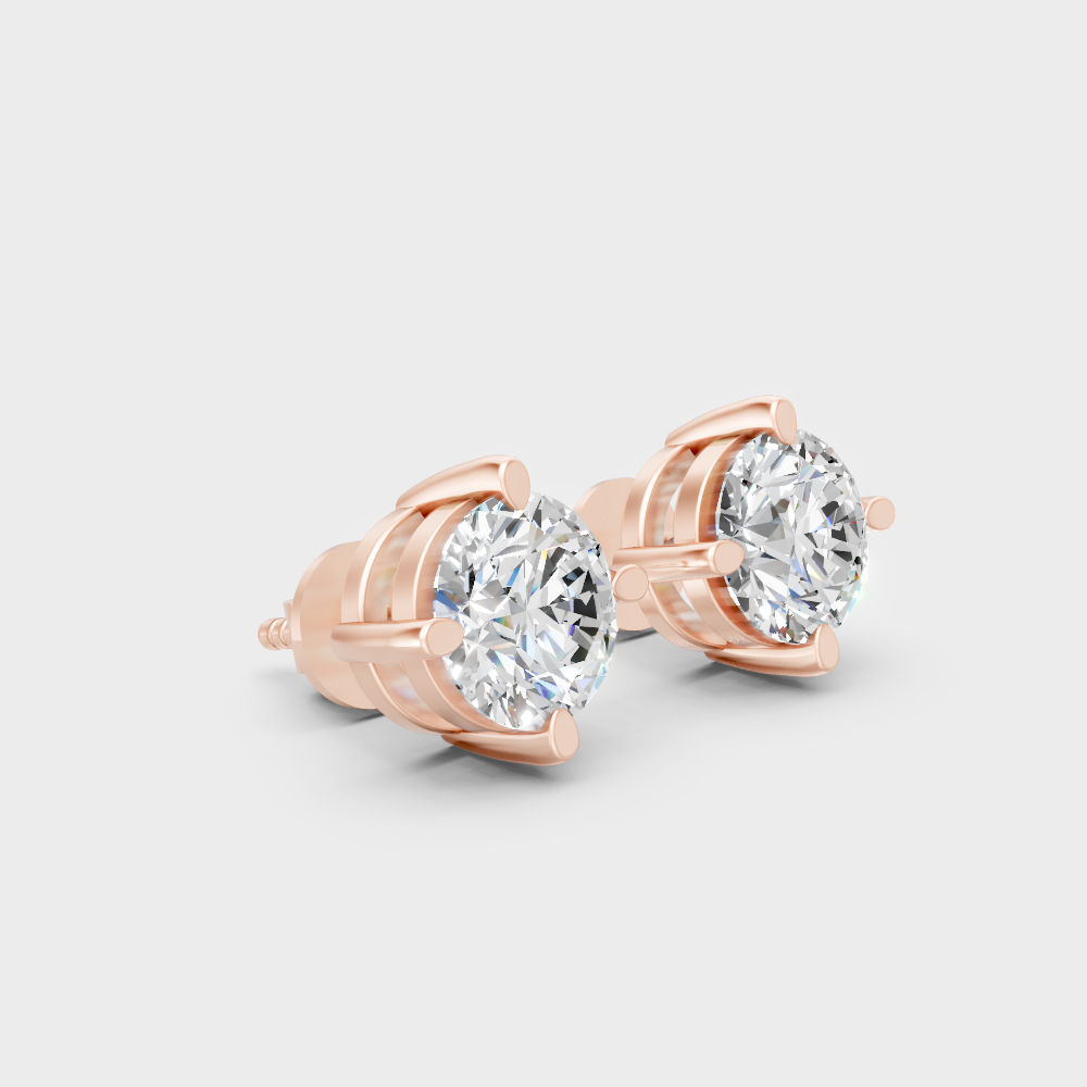 Luxury Round Cut Lab-Grown Diamond Stud Earrings Rose Gold