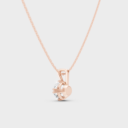 Elegant Round Cut Diamond Pendant With Chain Rose Gold