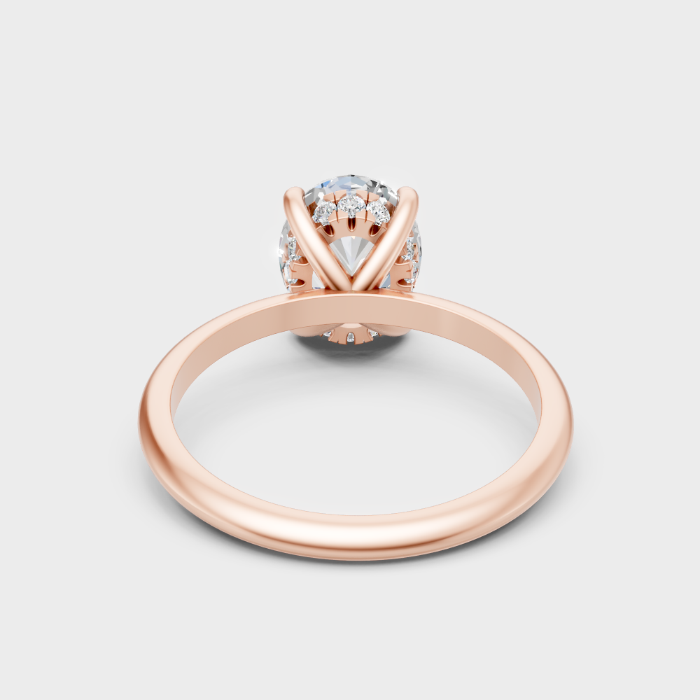 Luxury Rose Gold Engagement Ring With A Certified 2.59Ct Oval Hidden Halo Design